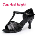 Ballroom Tango Latin Dance Shoes For Women Latin Salsa Dance Boots Paty MartLion Black 7cm Heel FR41-25.5cm 