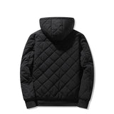 Jackets for Men with Hood Winter Cotton Padded Jacket Men Clothing Rhombus Texture Casual Parkas MartLion   