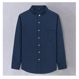 Spring and Autumn Pure Cotton Stand Collar Oxford Spun Long Sleeve Shirt Casual No-Iron Men's Clothing MartLion   