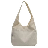 Canvas Shoulder Women's Tote Bag Corduroy Simple Casual Large Capacity Designer Handbag Shopper Bag MartLion Creamy-white  