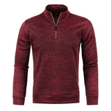 Men's Stand Collar Pullover Zipper Twist Knit Pullover Thicker Sweatshirts Autumn Solid Color Turtleneck Sweaters MartLion wine red M 