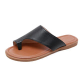 Genuine Leather Summer Sandals Women Shoes Slippers Foot Correction Toe-clip casual flat MartLion Black 42 