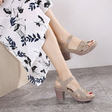 High Heels Sandals Women Summer Shoes Casual Ladies High Heel Mother Square Heel 7.5cm Mart Lion   