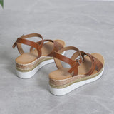 Summer Wedge Sandals for Women Buckle Strap Platform Rome Open Toe Thick Bottom No-Slip MartLion   