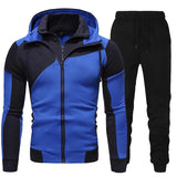 Men's Tracksuits Set Spring Autumn Long Sleeve Hoodie Zipper Jogging Trouser Patchwork Fitness Run Suit Casual Clothing Sportswear MartLion Blue M 