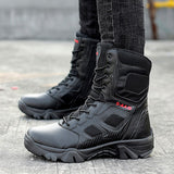 Men's Tactical Military Boots Casual Shoes Leather Army Motorcycle Ankle Combat Black Militares Hombre Mart Lion jhg112-heise 6.5 