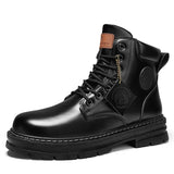 Walking Boots for Men Outdoor Boots Men's Ankle Boots Winter High Top Casual Shoes Classic Design MartLion Black01 42
