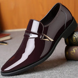 Spring Men's Patent Leather Shoes Walking Bright Leisure One Foot Lazy Hairstylist Breathable MartLion Brown 39 