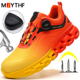 Orange Rotating Button Men's Safety Shoes Steel Toe Boots Anti-smash Anti-puncture Work Sneakers Protective Lightweight MartLion   