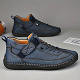 Summer Men's Casual Shoes Leather Brogue Sneakers Luxury Loafers Oxfords Driving MartLion Blue 39 