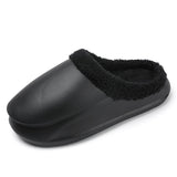 Unisex Casual Slippers Winter Warm Home Cotton Shoes Light Waterproof Garden Indoor Slip On Men's MartLion black 36-37 