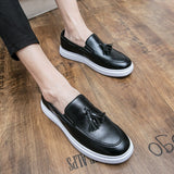 Flat Sole Leather casual shoes men's Slip loafers Leisure Spring Footwear Mart Lion   