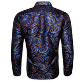 Luxury Silk Men's Shirts Long Sleeve Silk Blue Gold Red Paisley Spring Autumn Slim Fit Blouses Casual Lapel Tops Barry Wang MartLion   