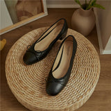 Genuine Leather Women Shoes Butterfly-knot Spring and Autumn Pumps Slip-On Casual Chunky Heel MartLion   