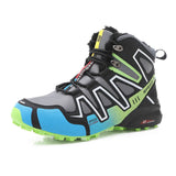 Warm Hiking Shoes Men's Winter Snow Tactical Boots Climbing Mountain Sneakers Combat MartLion BLACK GREEN 9-3 39 