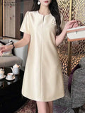 Elegant Party Dress Summer Women  Short Sleeve OL Work Sundress MartLion   