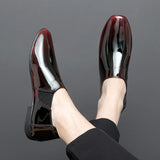 Misalwa Patent Leather Men's Formal Glossy Flats Summer Dress Shoes Luxury Loafers Petite MartLion   