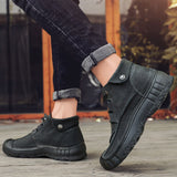 Men's Ankle boots Genuine Leather Outdoor Shoes Low-Top Combat Safety Rubber Sole Mart Lion   