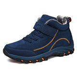 Winter Leather Boots Women Men's Shoes Waterproof Plush Keep Warm Sneakers Outdoor Ankle Snow Casual Mart Lion Blue-2 37 