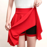 Flared Skirts Women's Basic Shorts Skirt Black Casual Mini Skater Medium Pleated Fluffy Skirt MartLion   