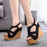 wedge heel waterproof thick bottom hollow thick bottom wedge heels high heels women's wedge sandals MartLion   