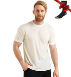 100% Merino Wool T Shirt Men's Base Layer Merino T shirt 180G Everyday Undershirt Wicking Breathable Anti-Odor + Hiking Socks MartLion Off-white USA Size XL 