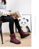 Waterproof Boots Women Casual Winter Warm Plush Soft Platform Snow Slip on Cotton Padded Shoes MartLion   