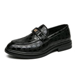 Retro Green Elegant Men's Dress Shoes Slip-on Leather Low-heel Formal Zapatos De Hombre Vestir MartLion black 0218 38 CHINA