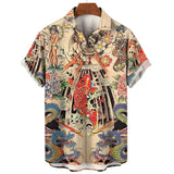 men's short-sleeved shirt Hawaiian casual beach men's tops mysterious totem print MartLion   