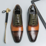  Patchwork Brogue Shoes Men's Dress Shoes Split Leather Oxfords Elegant Sapato Social Masculino Mart Lion - Mart Lion