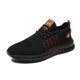 Sneakers Lightweight Men's Casual Shoes Breathable Footwear Lace Up Walking Athletic Shoes Black MartLion Black-Orange 36 