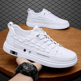 Spring and Autumn Men's Shoes Casual Board Crocodile Leather Waterproof White Vulcaized Mart Lion   