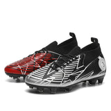 Football Boots Men's Kids Soccer Shoes Field Soccer Cleats Outdoor Anti Slip Football Crampons Ag Tf Mart Lion SilverRed cd Eur 38 
