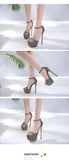 Classic Shiny Stiletto Hollow High Heels Summer Women Sandals Party Platform Shoes Designer Clog Dress Ladies Pumps Mart Lion   