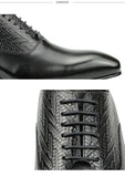 High Grade Men's Genuine Leather Shoes Elegant Formal Office Oxfords Wedding Lace Up Leather Handmade Black MartLion   