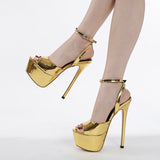 Liyke Summer Peep Toe 16.5CM Extreme High Heels Stripper Pole Dance Platform Shoes Women Ankle Strap Golden Sandals Pumps Mart Lion   