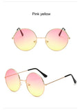 Retro Round Pink Sunglasses Woman Designer Men's Alloy Mirror De Sol Black MartLion   