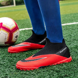 Men's Football Boots Without Lace Childrens Hightop Soccer Shoes Society Cleats Kids Football Training MartLion   