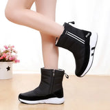 Winter Boots Short  Snow Zipper Waterproof Non-slip Warm Women's Winter Shoes MartLion Black K130 36 