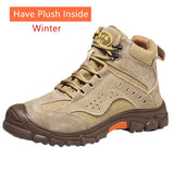 winter work shoes with steel toe high top work safety sneakers anti puncture warm protective anti slip winter work boots MartLion Have Plush 36 