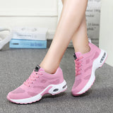 Thick-Soled Ladies Sneakers Korean Student Mesh Casual Shoes Breathable Soft Bottom Cushion Running Mart Lion Pink 4.5 