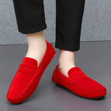 Suede Leather Penny Peas Loafers Men's Women Boys Driving Shoes Moccasins Slip on Flats Designer Loafers Pink MartLion   