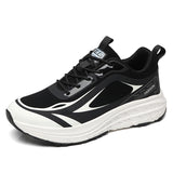 All Season Casual Men's Shoes Non-slip Sneakers Leather Waterproof Trend Running MartLion Black white 39 