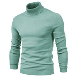 Winter Thick Men's Sweaters Casual Turtle Neck Solid Color Warm Slim Turtleneck Sweaters Pullover MartLion HIGH001-GrassGreen EUR  XL 72-80 kg 