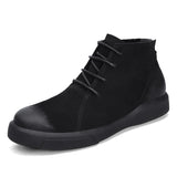 Luxury Men's Leather Boots Ankle Outdoor Sneakers Leather Boots Motocycle Zapatos Hombre MartLion Black 38 