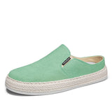 Fujeak Non-slip Men's Shoes Half Slippers Casual Loafers Flat Sneakers Walking Footwear Mart Lion Green 39 
