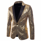 Gold Shiny Men's Jackets Sequins Stylish Dj Club Graduation Solid Suit Stage Party Wedding Outwear Clothes blazers MartLion