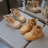 Children Short Boots for Girls Winter Style Soft Bottom Anti-slippery Versatile Chic Leather Shoe MartLion