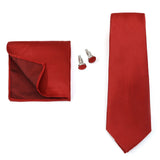 Solid Colors Ties Handkerchief Cufflink Set Men's 7.5cm Slim Necktie Set Party Wedding Accessoreis Gifts MartLion THC-59F  