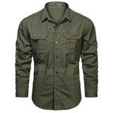 Spring Shirts Men's Long Sleeve Casual 100% Cotton Camisa Military Shirts Clothing Black Blouse MartLion army green M CHINA